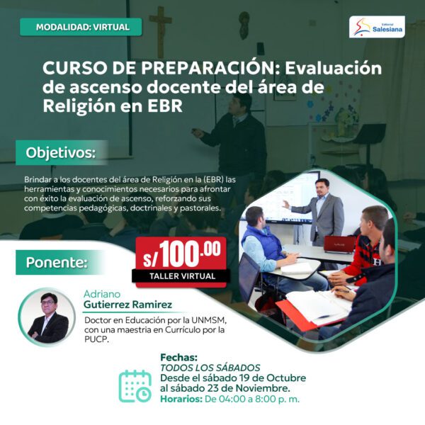 Curso de Preparación: Evaluación de ascenso docente del área de Religión en EBR